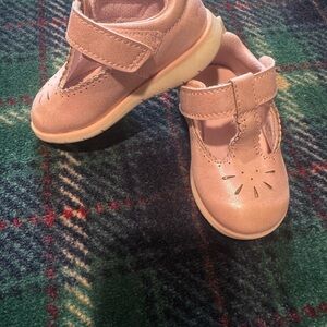 Stride Rite Pink Sneakers with Velcro Strap and Floral Details